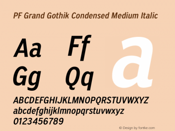 PF Grand Gothik Condensed Medium Italic Version 1.001 | web-otf图片样张