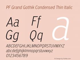 PF Grand Gothik Condensed Thin Italic Version 1.001 | web-otf图片样张