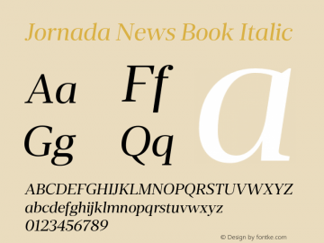 Jornada News Book Italic Version 1.000;PS 001.000;hotconv 1.0.88;makeotf.lib2.5.64775图片样张