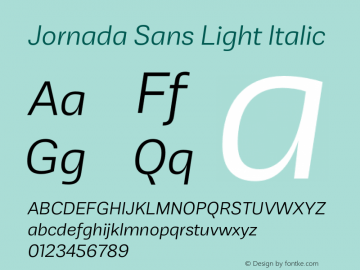 Jornada Sans Light Italic Version 1.000;PS 001.000;hotconv 1.0.88;makeotf.lib2.5.64775图片样张