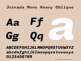 Jornada Mono Heavy Oblique Version 1.000;PS 001.000;hotconv 1.0.88;makeotf.lib2.5.64775图片样张