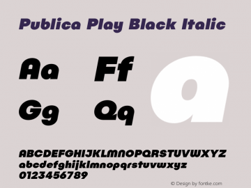 PublicaPlay-BlackItalic Version 1.000;PS 001.000;hotconv 1.0.88;makeotf.lib2.5.64775图片样张