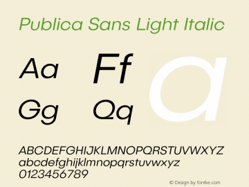 Publica Sans Light Italic Version 1.000 (2016-04-26) | FøM Fix图片样张