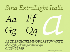 Sina ExtraLight Italic Version 1.000 (2013-06-16) | FøM Fix图片样张