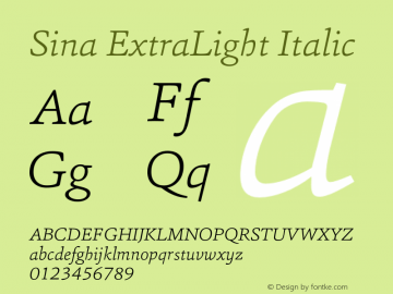 Sina ExtraLight Italic Version 1.000 (2013-06-16) | FøM Fix图片样张