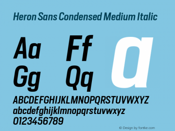 Heron Sans Condensed Medium Italic Version 1.000 | FøM Fix图片样张