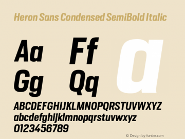 Heron Sans Condensed SemiBold Italic Version 1.000 | FøM Fix图片样张