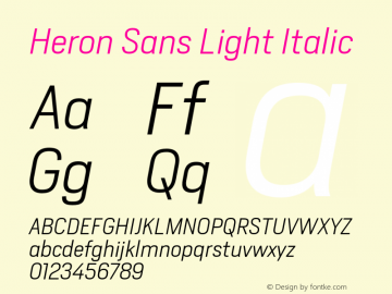 Heron Sans Light Italic Version 1.000 | FøM Fix图片样张