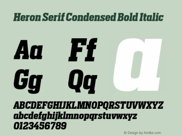 Heron Serif Condensed Bold Italic Version 1.000 | FøM Fix图片样张