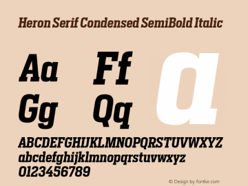 Heron Serif Condensed SemiBold Italic Version 1.000 | FøM Fix图片样张