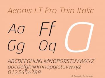 Aeonis LT Pro Thin Italic Version 1.100图片样张
