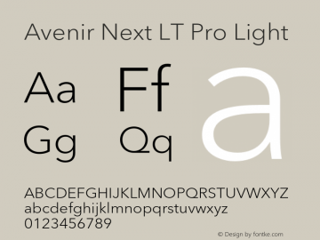 AvenirNextLTPro-Light Version 3.000图片样张