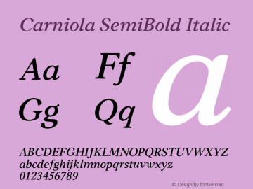 Carniola SemiBold Italic Version 1.00图片样张