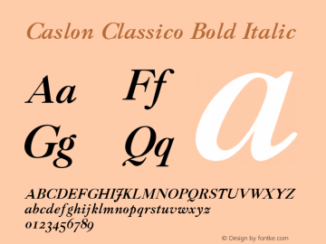 Caslon Classico Bold Italic Version 1.00图片样张