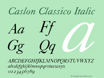 Caslon Classico Italic Version 1.00图片样张