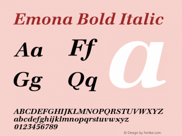 Emona Bold Italic Version 1.00图片样张