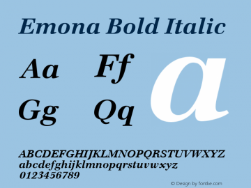 Emona Bold Italic Version 1.00图片样张