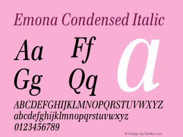Emona Condensed Italic Version 1.00图片样张