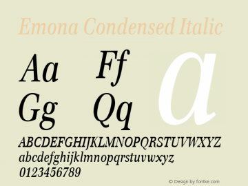 Emona Condensed Italic Version 1.00图片样张