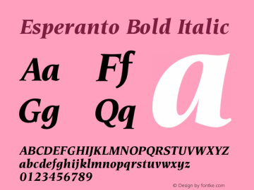 Esperanto Bold Italic Version 1.00图片样张