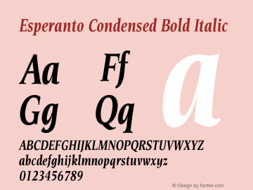 Esperanto Condensed Bold Italic Version 1.00图片样张