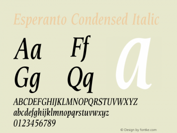 Esperanto Condensed Italic Version 1.00图片样张