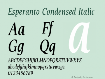 Esperanto Condensed Italic Version 1.00图片样张