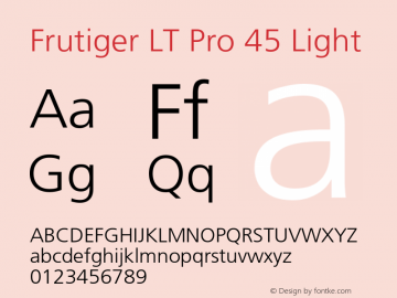 Frutiger LT Pro 45 Light Version 1.02图片样张