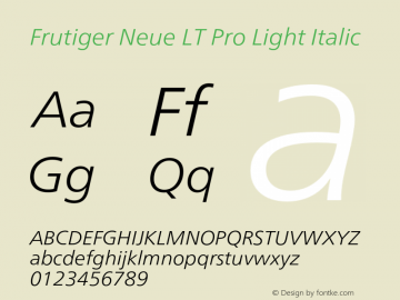 Frutiger Neue LT Pro Lt It Version 2.200图片样张