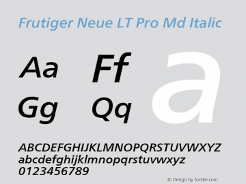 Frutiger Neue LT Pro Md It Version 2.200图片样张