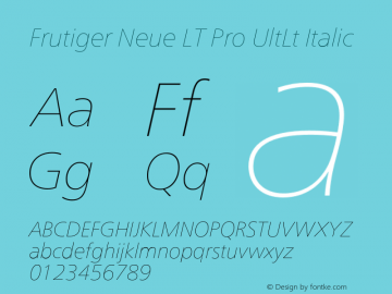 Frutiger Neue LT Pro UltLt It Version 2.200图片样张