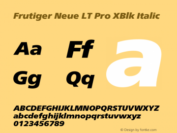 Frutiger Neue LT Pro XBlk It Version 2.200图片样张