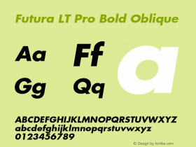 Futura LT Pro Book Bold Italic Version 1.00 Build 1000图片样张