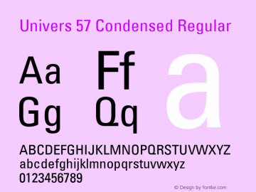 Univers 57 Condensed Regular Version 1.0图片样张