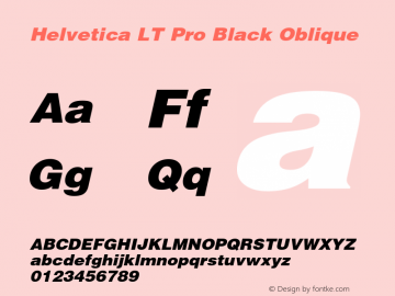 Helvetica LT Pro Black Italic Version 1.00 Build 1000图片样张