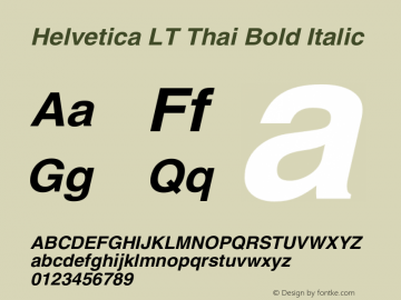 Helvetica LT Thai BoldItalic Version 1.10图片样张