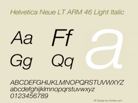 Helvetica Neue LT ARM 46 Lt It Version 1.00图片样张
