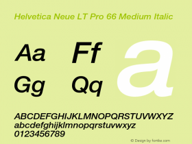 HelveticaNeueLT Pro 65 Md Italic Version 2.000 Build 1000图片样张