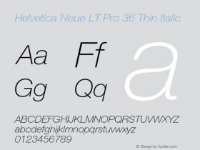 HelveticaNeueLT Pro 35 Th Italic Version 2.000 Build 1000图片样张