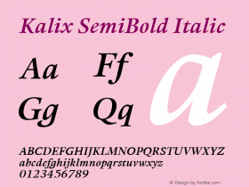 Kalix SemiBold Italic Version 1.00图片样张