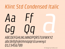 KlintStd-CondensedItalic Version 1.00图片样张