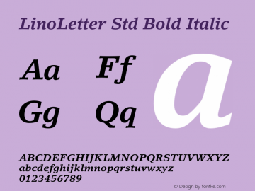 LinoLetter Std Bold Italic Version 3.00 Build 1000图片样张