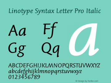 LinotypeSyntaxLttrPro-It Version 1.00图片样张
