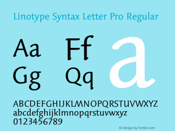 LinotypeSyntaxLttrPro-Rg Version 1.00图片样张