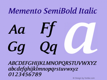 Memento SemiBold Italic Version 1.00图片样张