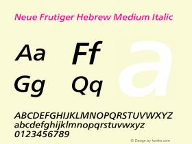 Neue Frutiger Hebrew Medium It Version 1.00, build 5, s3图片样张