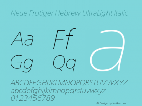 Neue Frutiger Hebrew UltLt It Version 1.00, build 5, s3图片样张