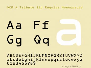 OCRATributeStd-RegularMono Version 1.00图片样张
