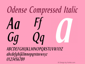 Odense Compressed Italic Version 1.00图片样张