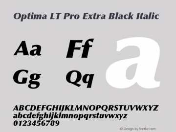 OptimaLTPro-ExtraBlackIta Version 2.000 Build 1000图片样张